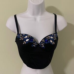 Bebe Jayla Embellished Black Bustier Top